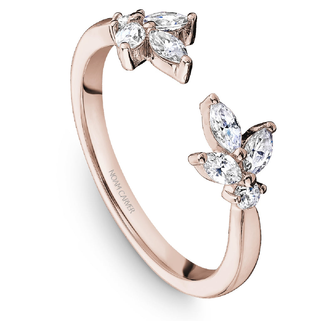 Noam Carver Open Floral Diamond Wedding Band in Rose Gold