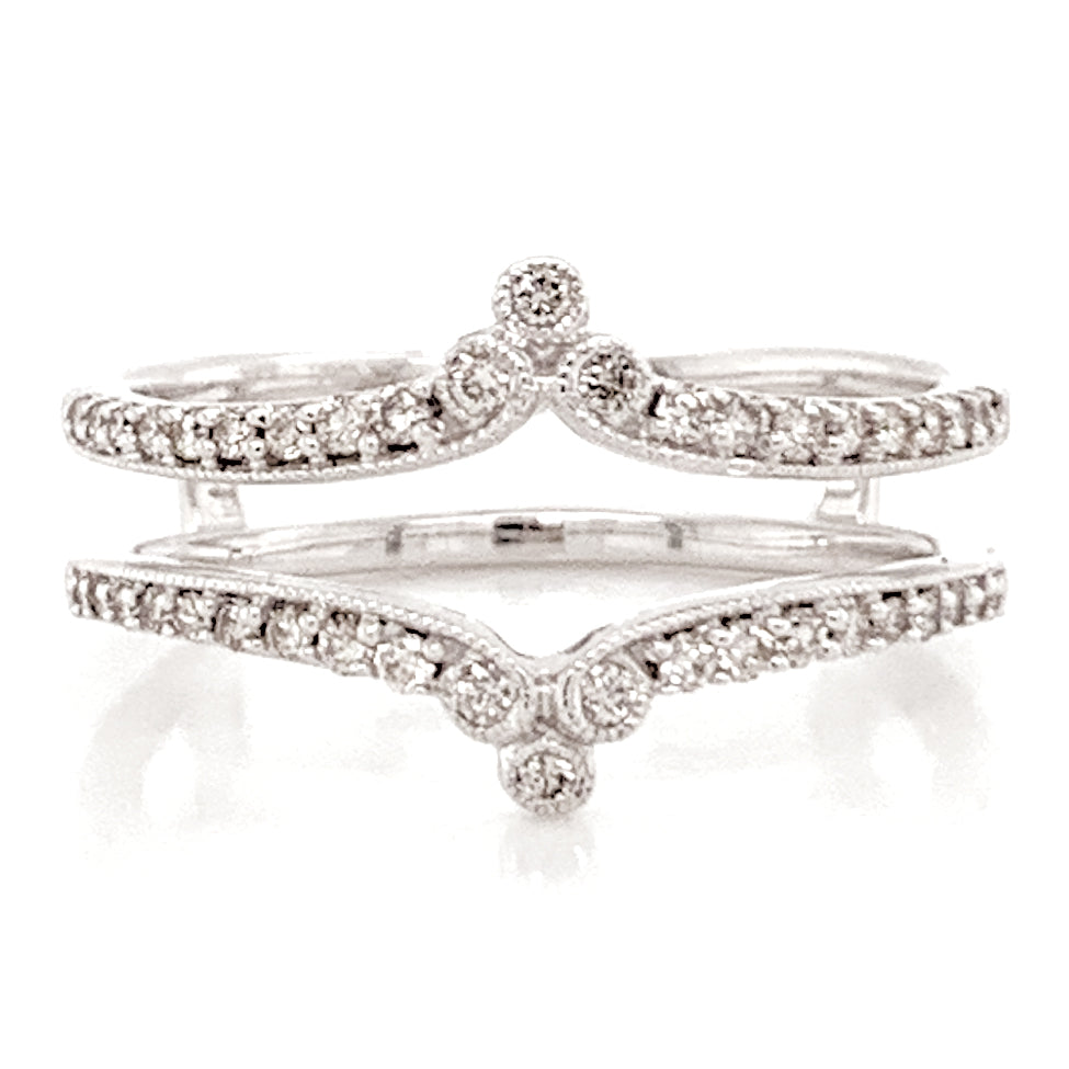 Marquise And Round Diamond Ring Guard In 14K White Gold