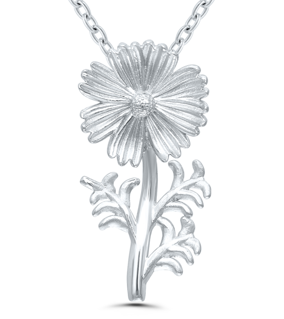 Bremer Jewelry 925 White Sterling Silver October Birth Flower "Cosmos" Necklace