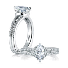 A. Jaffe Art Deco Diamond Engagement Ring Setting in White Gold