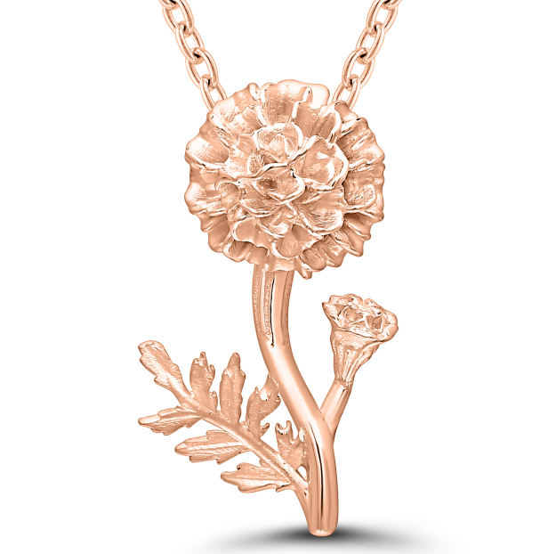 Bremer Jewelry 925 Rose Sterling Silver/Gold Plated January Birth Flower "Carnation" Necklace