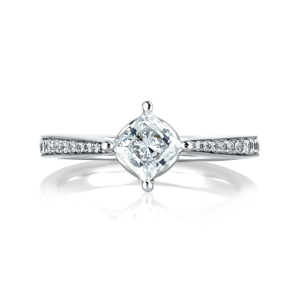 A. JAFFE Princess Side Stone Diamond Engagement Ring Setting in 14K White Gold (0.17ctw)