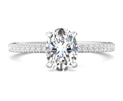 Bremer Jewelry Oval Center Hidden Halo Diamond Engagement Ring Setting in 14K White Gold (0.18ctw)