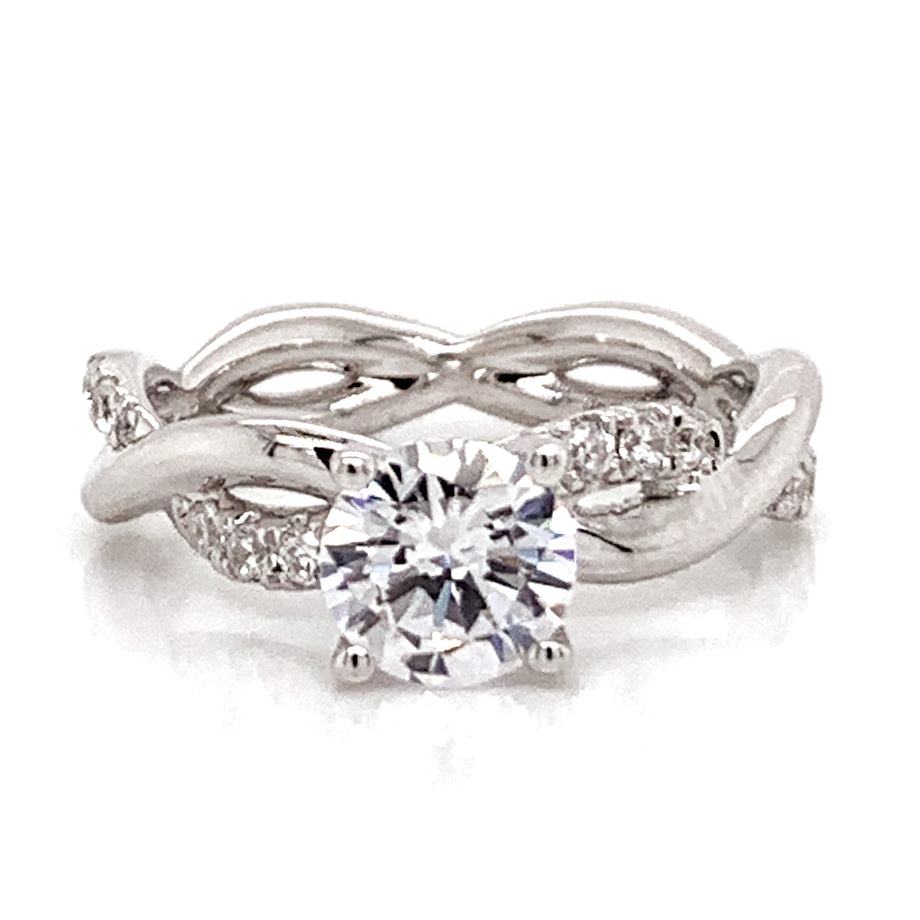 Dazzlingrock Collection Twisted Swirl Diamond Engagement Ring - 0.51 Ctw, Sterling Silver, Size 7.5 - View #7