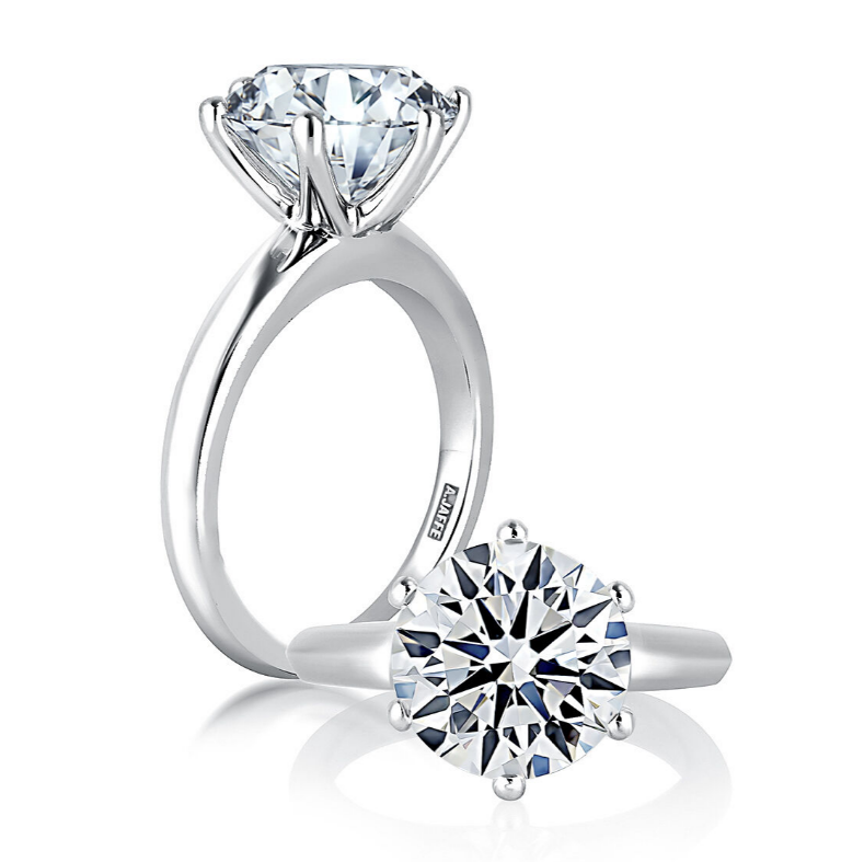 A. JAFFE Round Center Solitaire Diamond Engagement Ring Setting in 14K White Gold