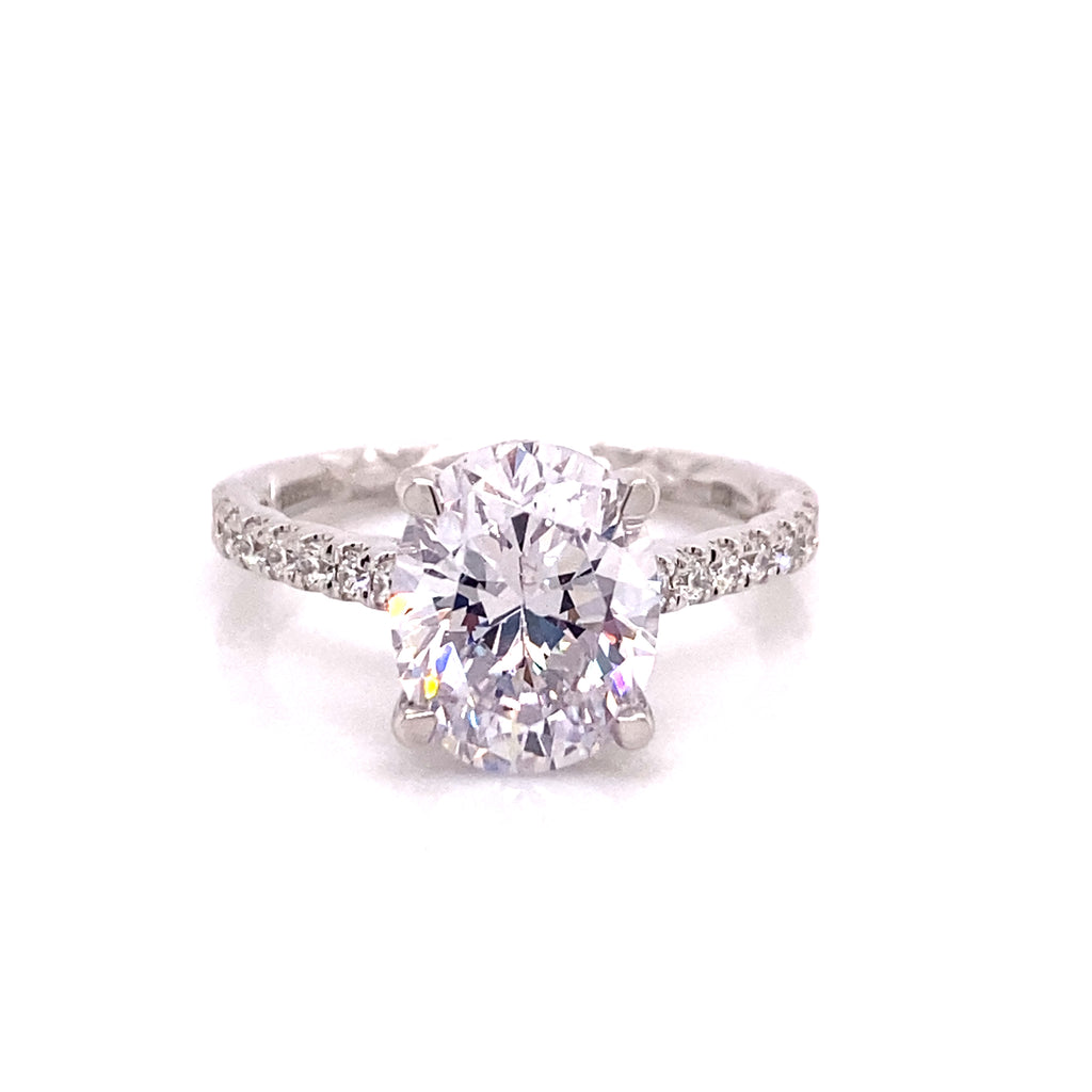 A. JAFFE Round Side Stone Diamond Engagement Ring Setting in 14K White Gold  (0.93ctw) – Bremer Jewelry