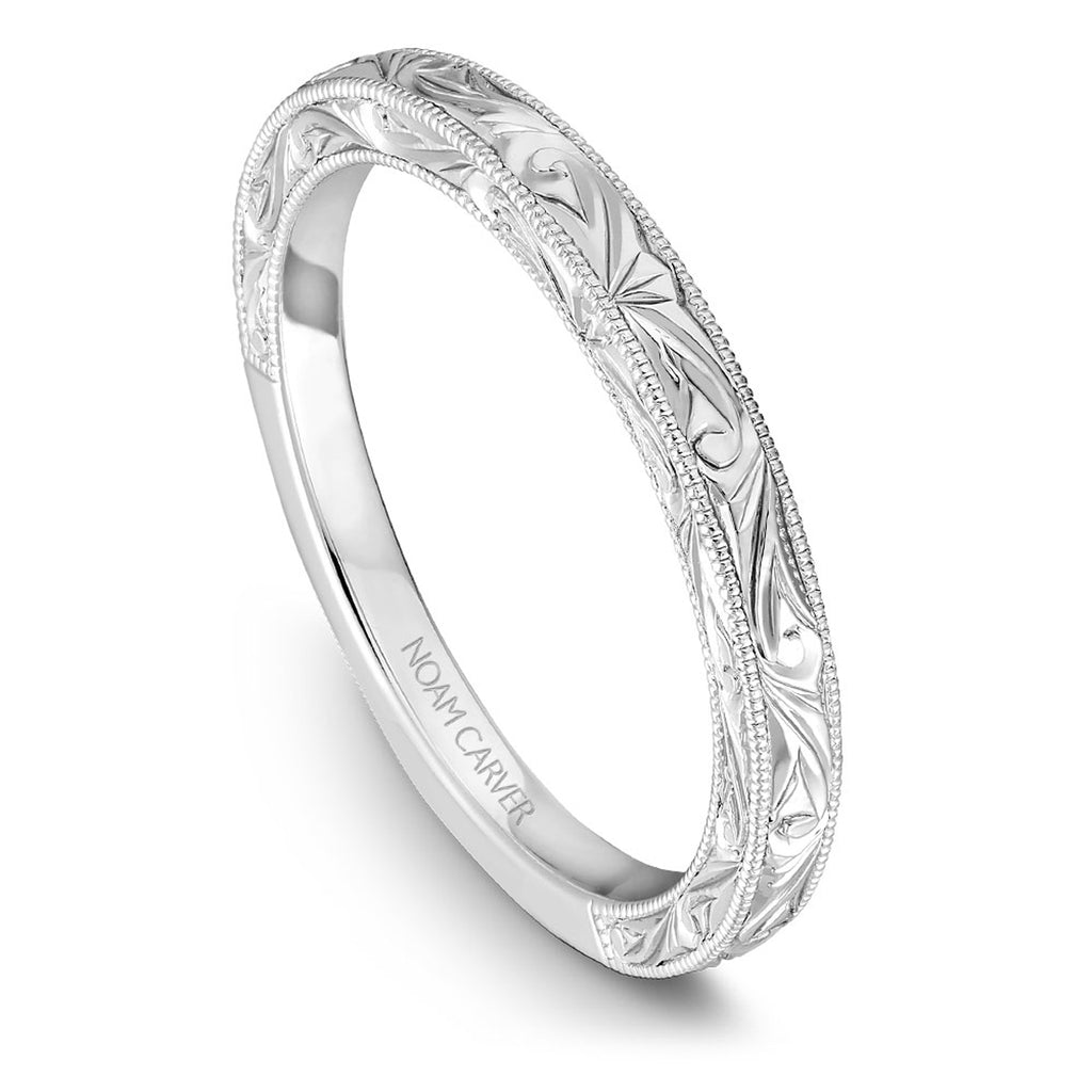 Noam Carver Vintage Straight Wedding Band in White Gold