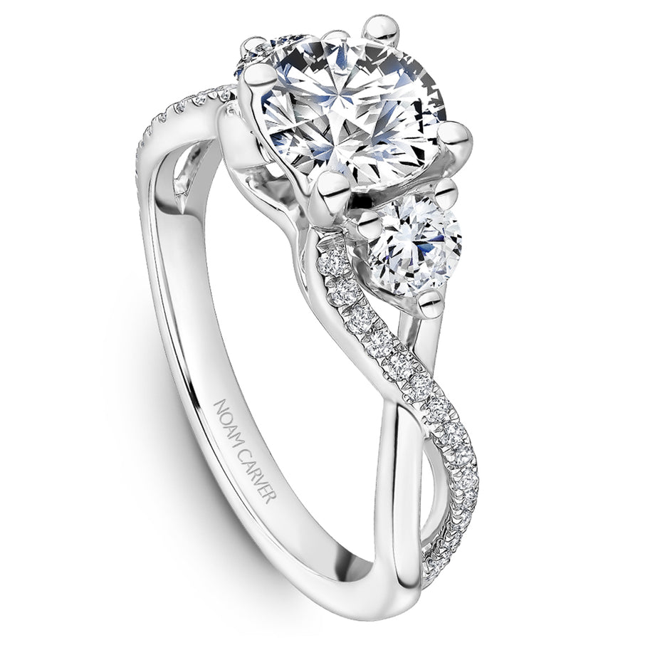 Noam Carver Twist Three-Stone Diamond Engagement Ring Setting in