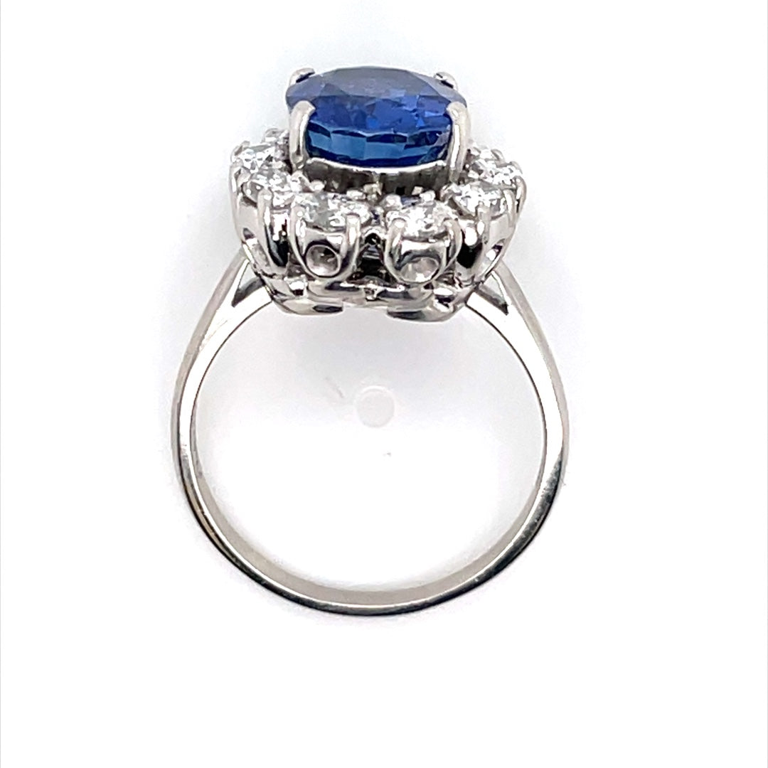 Estate Sapphire and Diamond Ring 7.50TCW 18KT Engraved