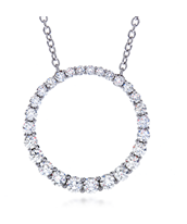 Hearts On Fire Round Shape Diamonds Circle Pendant with a 18K White Gold Cable Link Chain (1.06ctw)