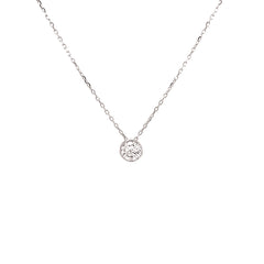 Bremer Jewelry 18K White Gold Round Diamond Bezel Power Of One Necklace (0.22ctw)