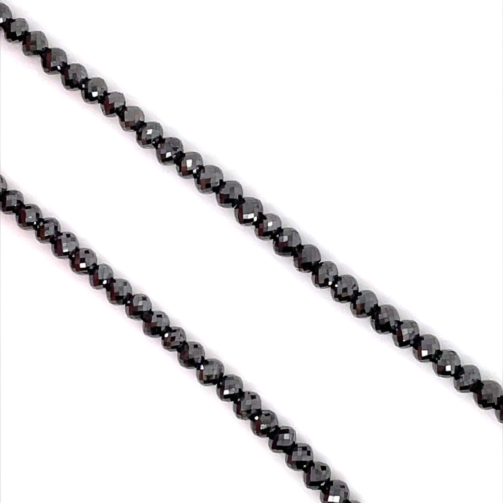Bremer Jewelry 50.00ctw Black Diamond Bead Necklace with 14K White Gold Clasp (50.00ctw)