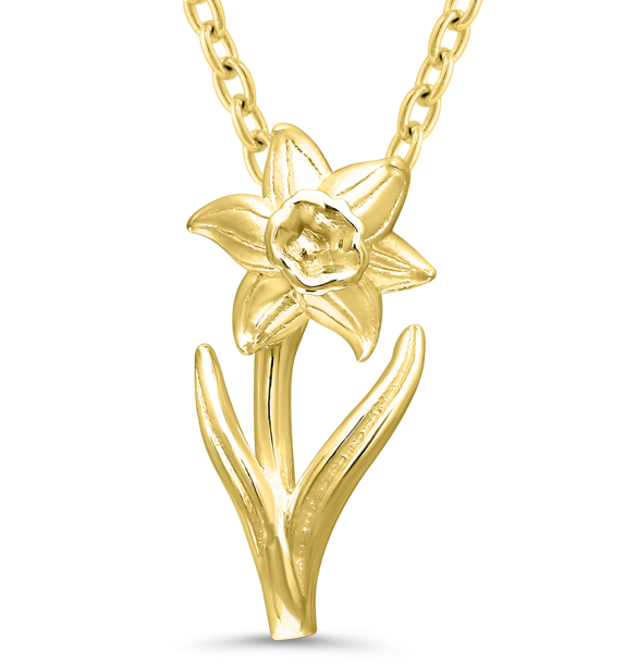 Bremer Jewelry 925 Yellow Sterling Silver/Gold Plated March Birth Flower "Daffodil" Necklace
