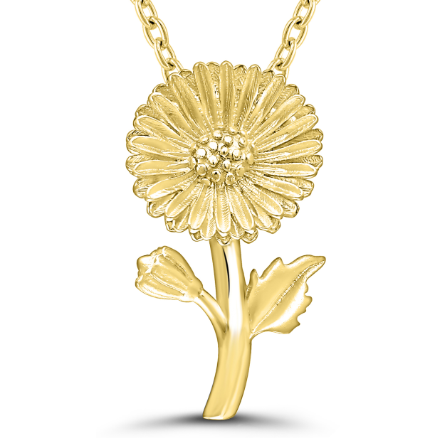 Bremer Jewelry 925 Yellow Sterling Silver/Gold Plated September Birth Flower "Aster" Necklace