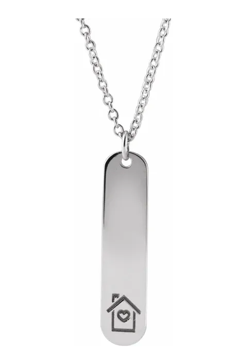 Bremer Jewelry 925 White Sterling Silver "Home" Engraveable Necklace