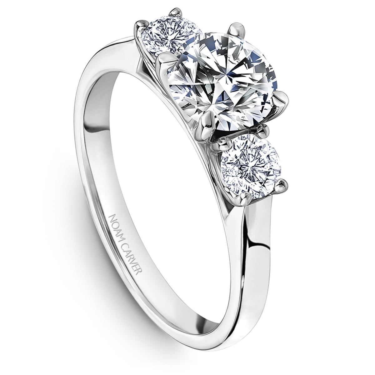 Noam Carver Three-Stone Diamond Engagement Ring Setting in White Gold –  Bremer Jewelry