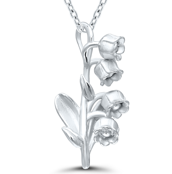 Bremer Jewelry 925 White Sterling Silver May Birth Flower "Lily Of The Valley" Necklace