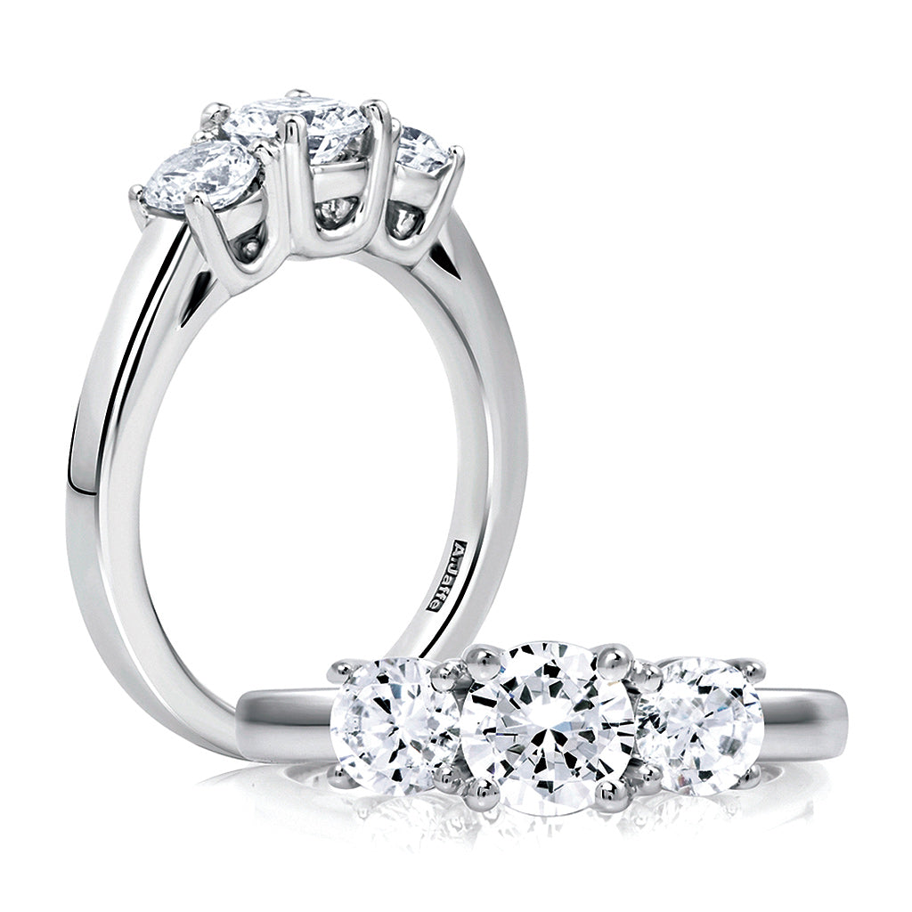 A. Jaffe Classics Three-Stone Diamond Engagement Ring Setting in White Gold