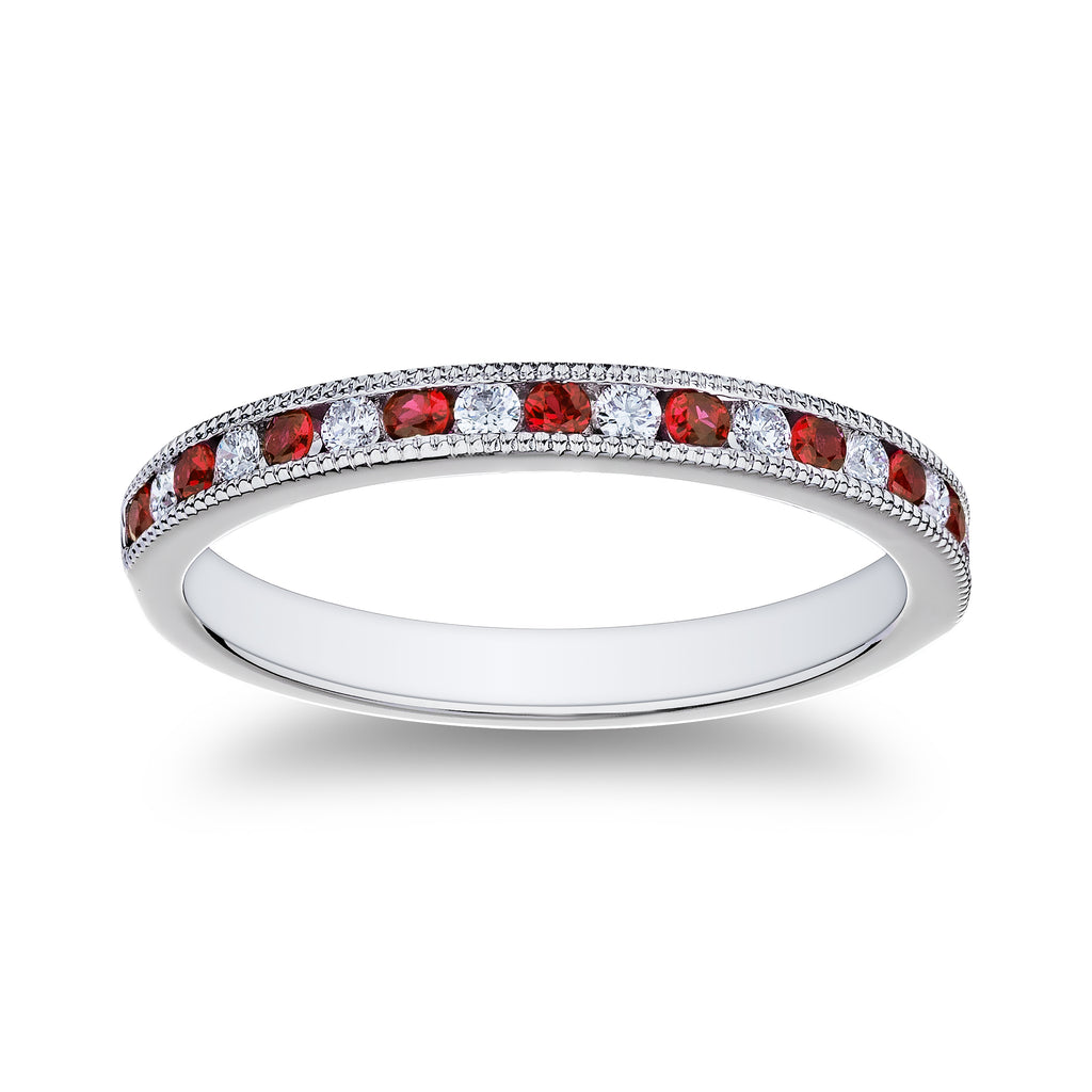 Bremer Jewelry Ruby and Diamond Channel Set Ring in Platinum (0.40ctw)