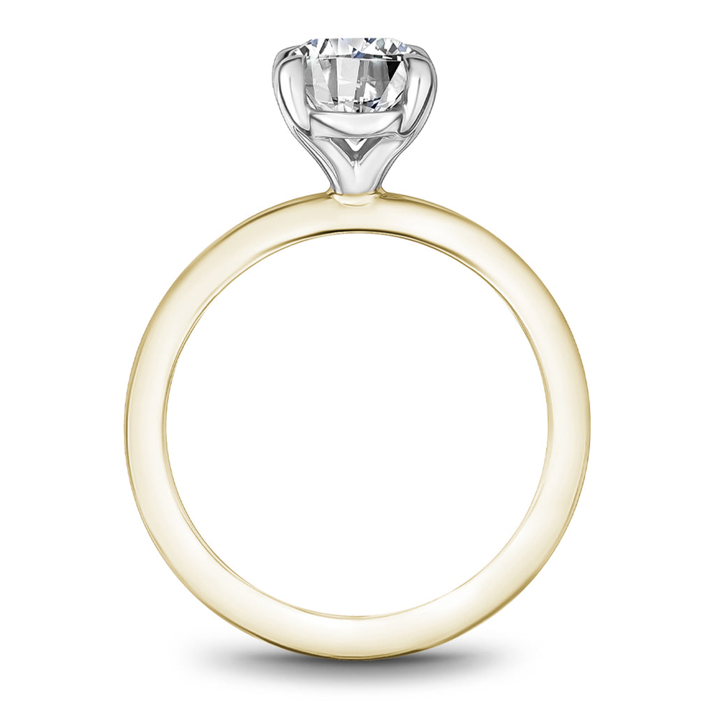Noam Carver Thin Solitaire Engagement Ring Setting in Yellow and White Gold